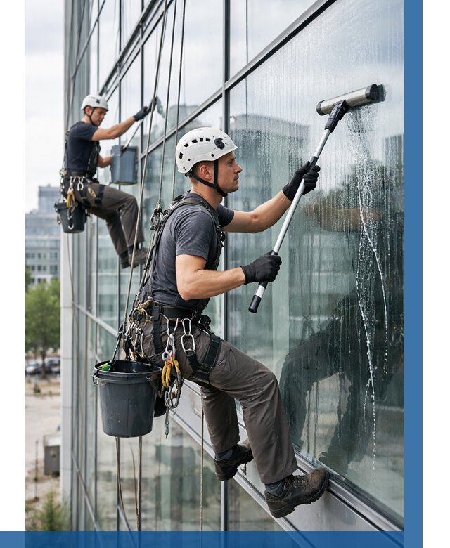 Мойка витражей альпинистами в Лысьве от 718 р. под ключ|ВЫСОТНИК-Лсь