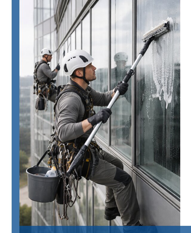 Высотная мойка сплошного остекления с выездом в Лысьве