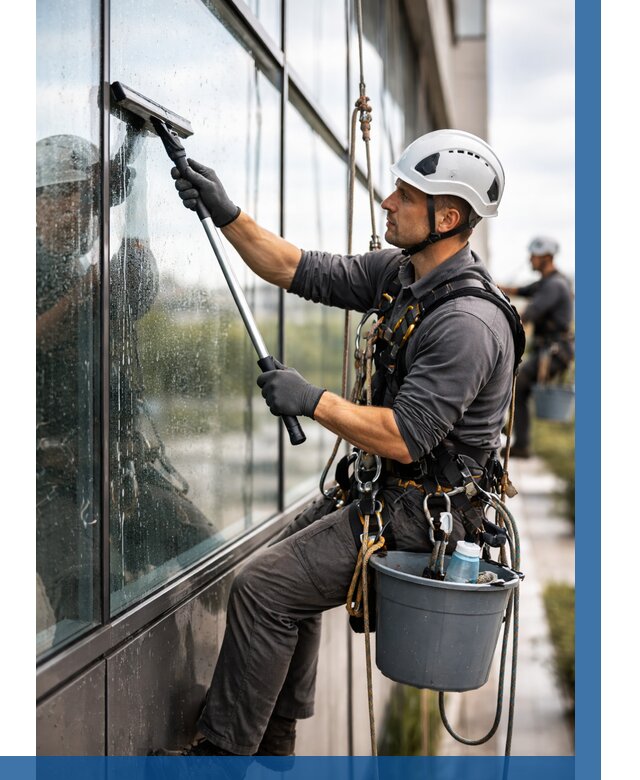 Мойка стеклянных фасадов в Лысьве от 205 р. | ВЫСОТНИК-Лсь