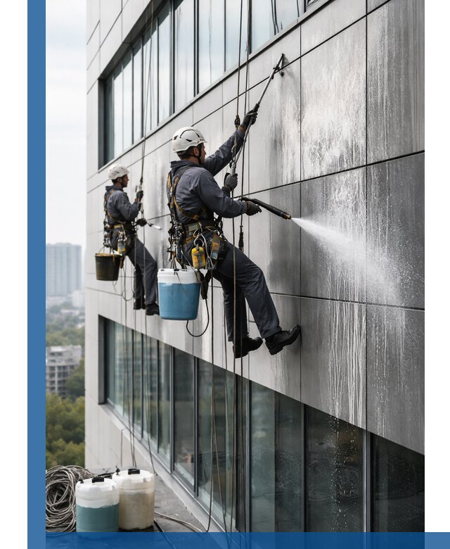 Профессиональная мойка вентилируемых фасадов в Лысьве