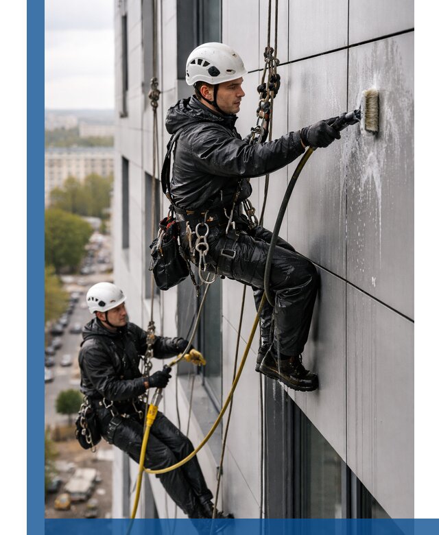 Профессиональная мойка фасада из композита в Лысьве