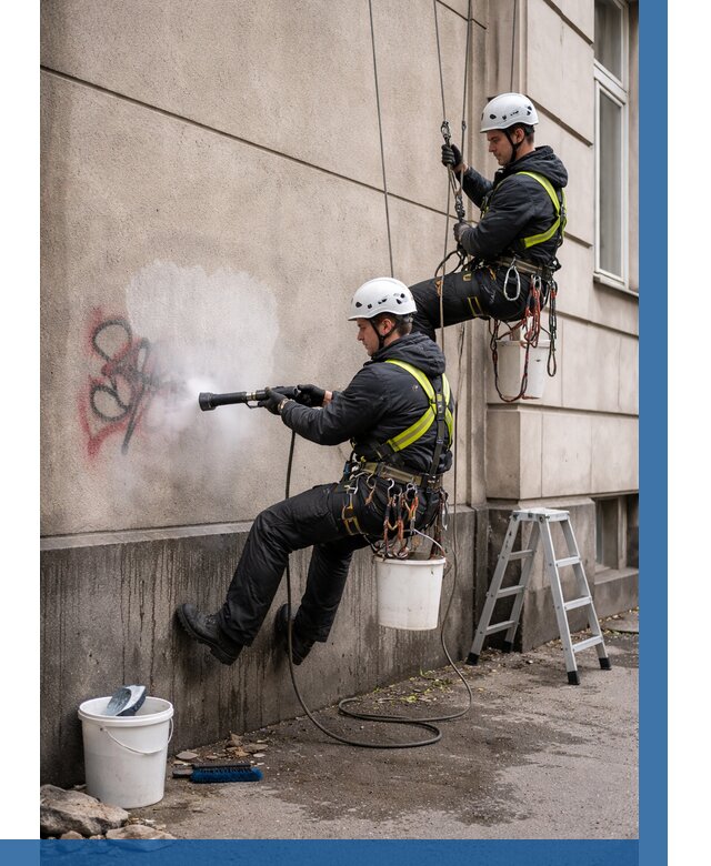 Удаление граффити с фасада в Лысьве от 4616 р. | ВЫСОТНИК-Лсь