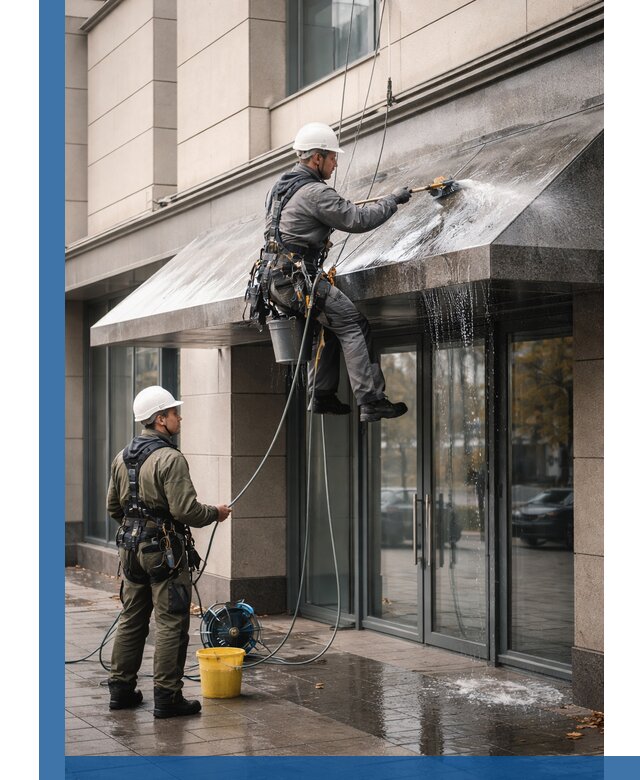 Профессиональная мойка козырьков и навесов в Лысьве