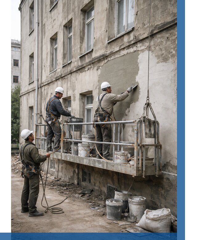 Капитальный ремонт фасада в Лысьве от 4308 р. | ВЫСОТНИК-Лсь