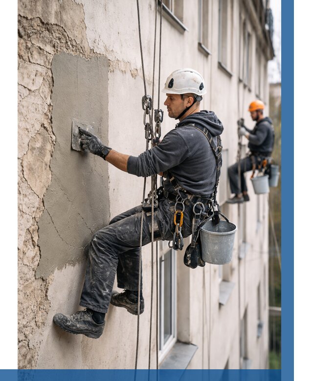 Восстановление штукатурки фасада в Лысьве от 1231 р. | ВЫСОТНИК-Лсь