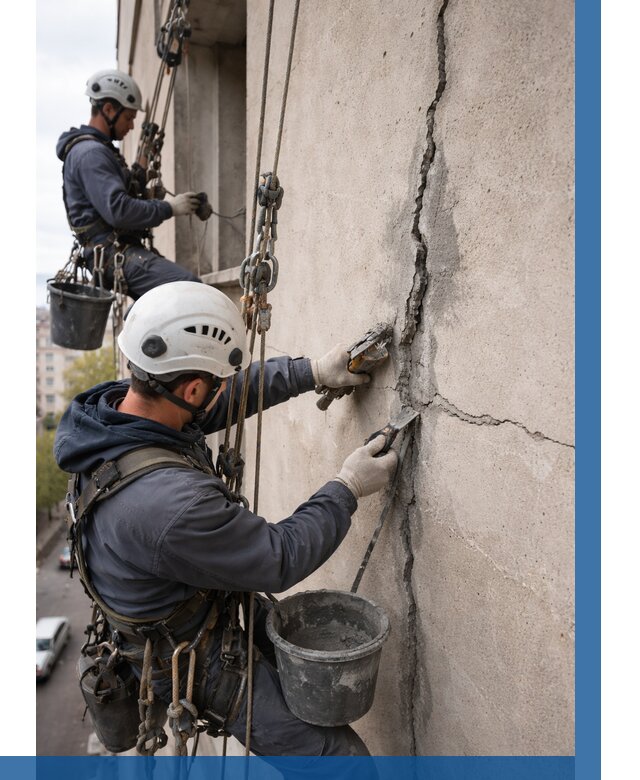 Заделка трещин на фасаде в Лысьве от 923 р. | ВЫСОТНИК-Лсь