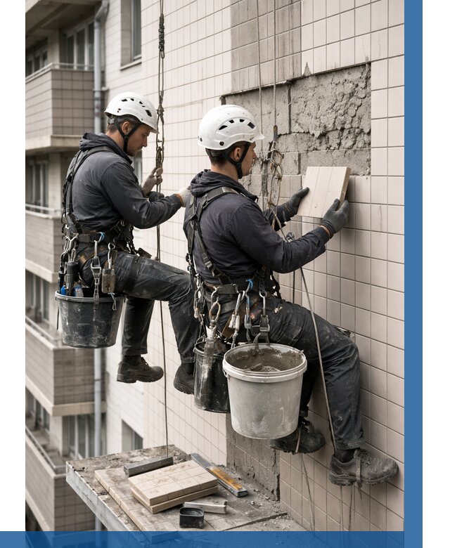 Ремонт облицовки фасада плиткой в Лысьве от 1846 р. | ВЫСОТНИК-Лсь