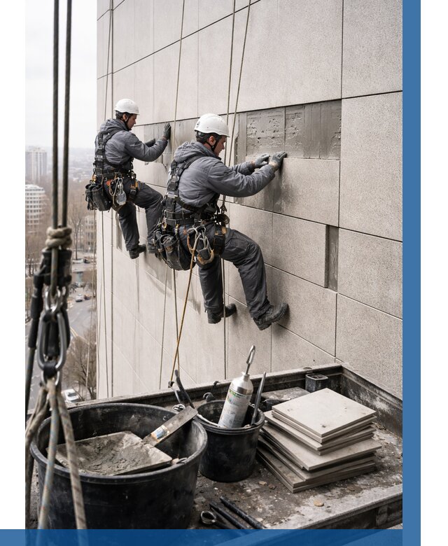 Ремонт фасада из керамогранита в Лысьве от 2564 р. | ВЫСОТНИК-Лсь