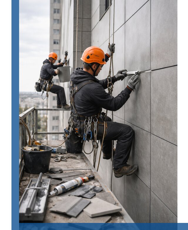 Профессиональный ремонт фасада из керамогранита в Лысьве