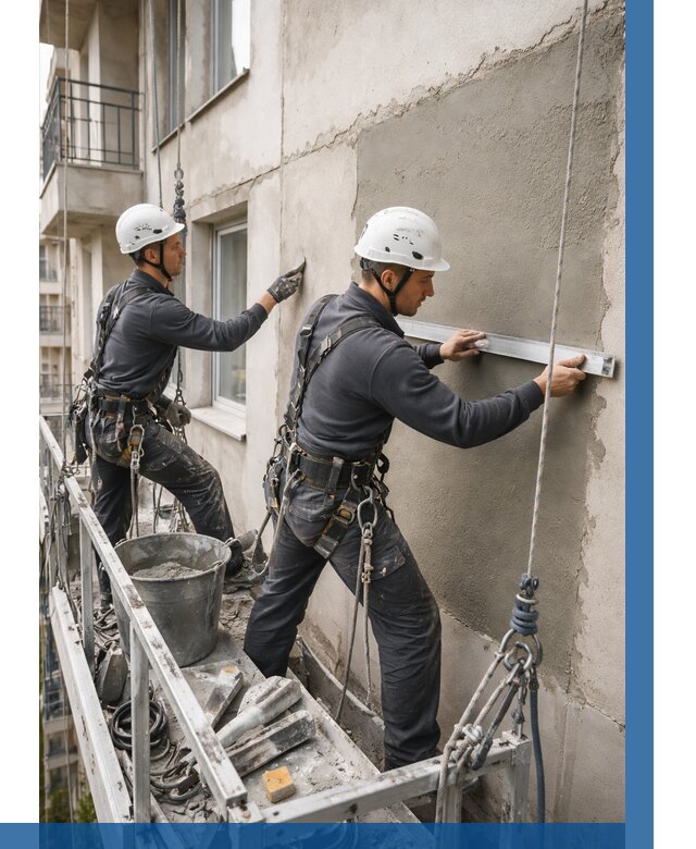 Штукатурка фасада на высоте в Лысьве от 923 р. | ВЫСОТНИК-Лсь