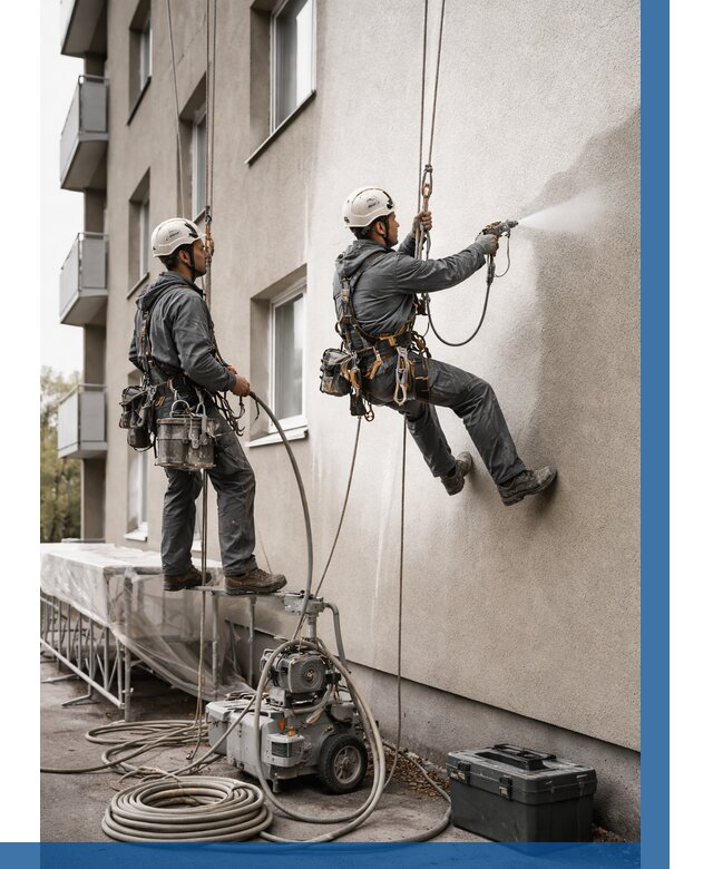 Безвоздушная покраска фасада в Лысьве от 226 р/м² | ВЫСОТНИК-Лсь