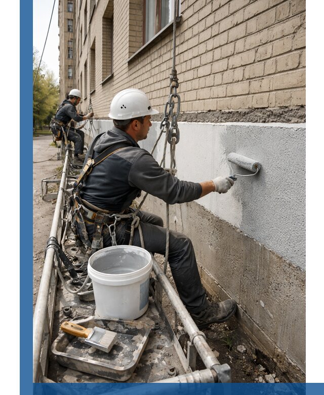 Окраска цоколя здания в Лысьве профессионально и надежно