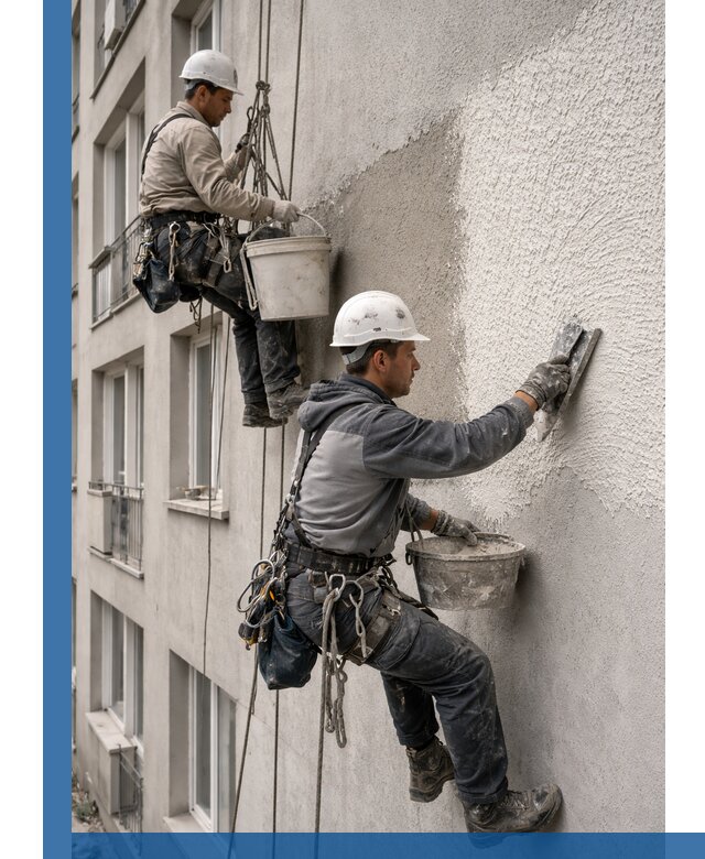 Нанесение декоративной штукатурки короед на фасад в Лысьве