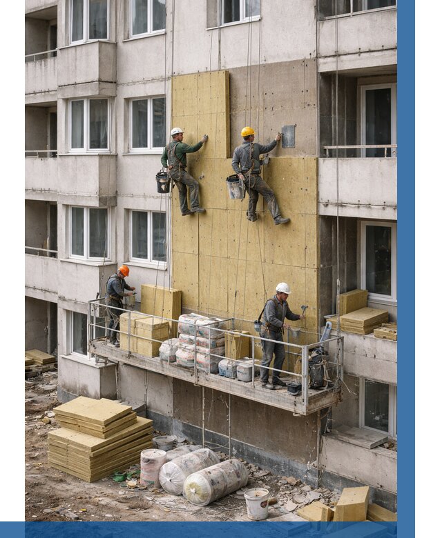 Утепление фасада минватой в Лысьве от 1539 р. | ВЫСОТНИК-Лсь