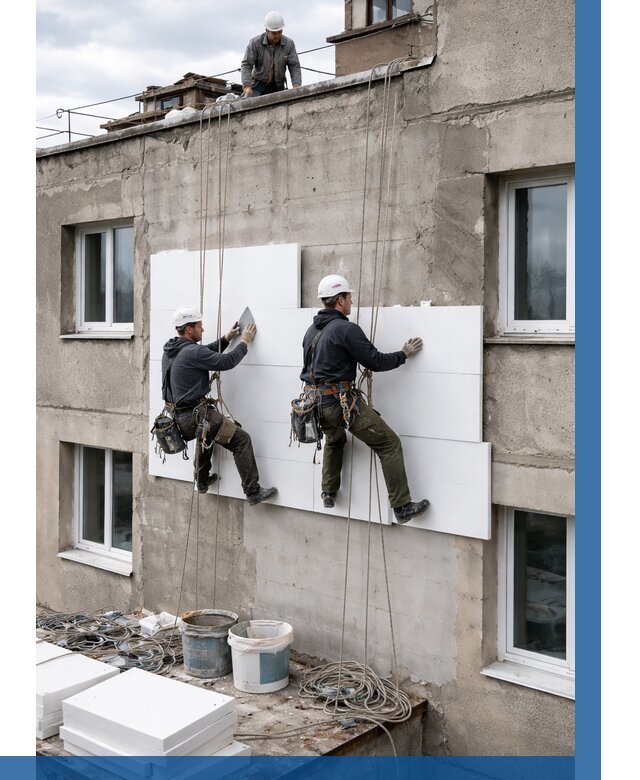 Утепление фасада пенополистиролом в Лысьве от 1846 р. | ВЫСОТНИК-Лсь