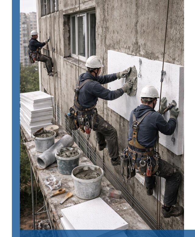 Утепление фасада пенополистиролом в Лысьве под ключ