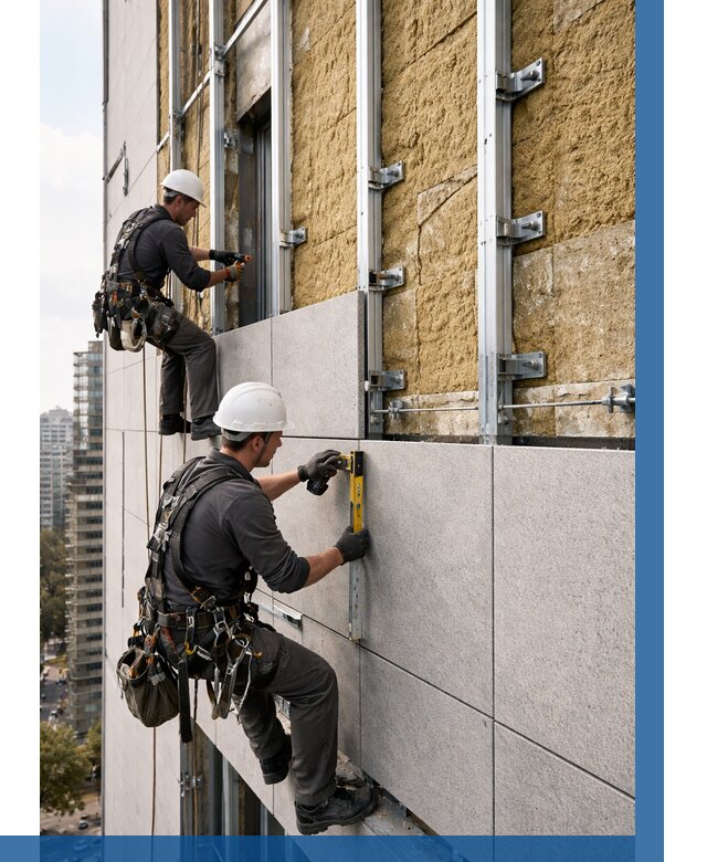 Монтаж вентилируемого фасада в Лысьве от 3590 р. | ВЫСОТНИК-Лсь