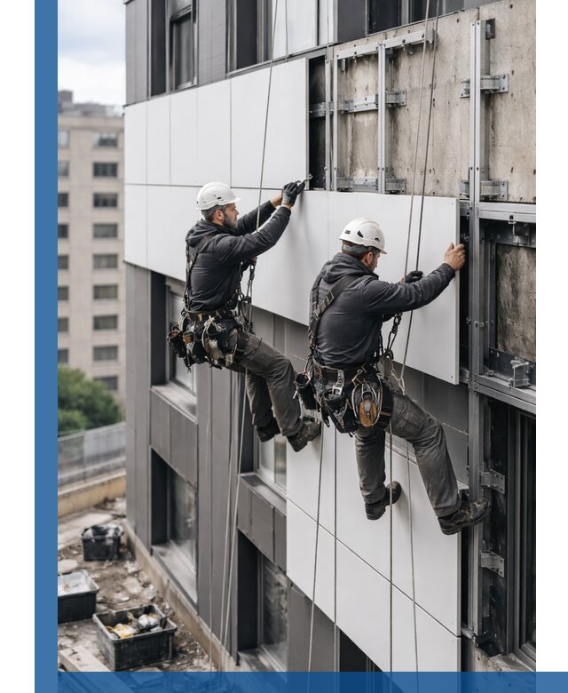 Монтаж композитных панелей фасада в Лысьве под ключ