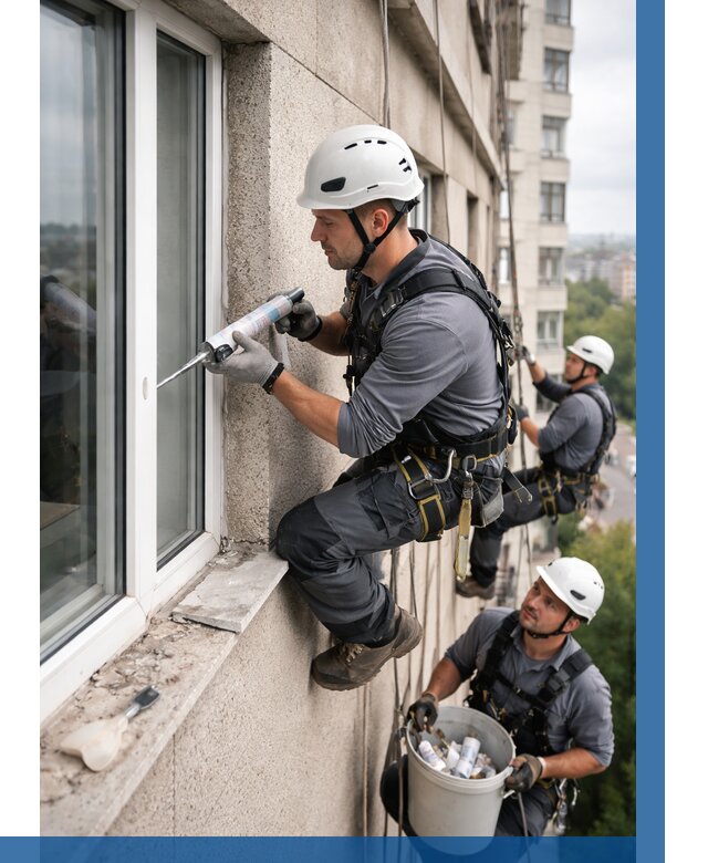 Герметизация оконных швов снаружи в Лысьве от 1539 р. | ВЫСОТНИК-Лсь