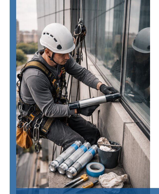 Герметизация стыков витража в Лысьве для герметичных фасадов