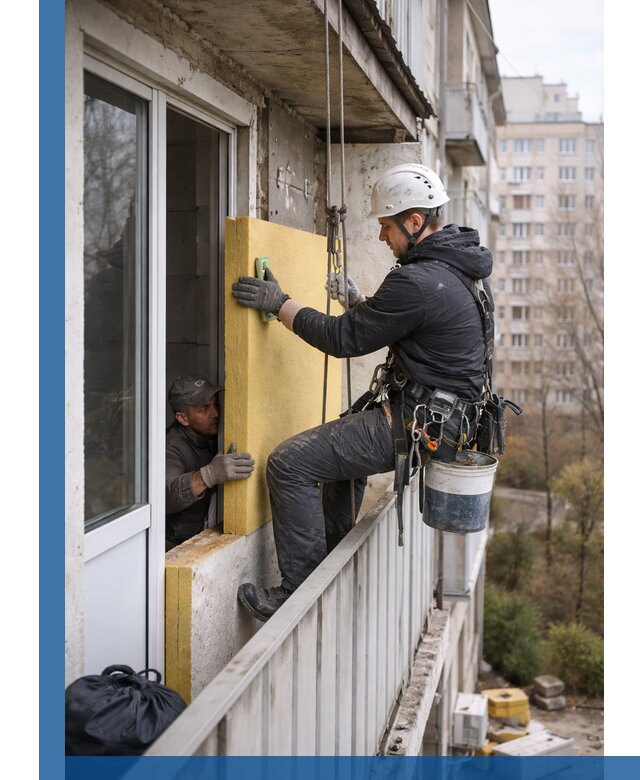 Профессиональное утепление балкона снаружи в Лысьве под ключ