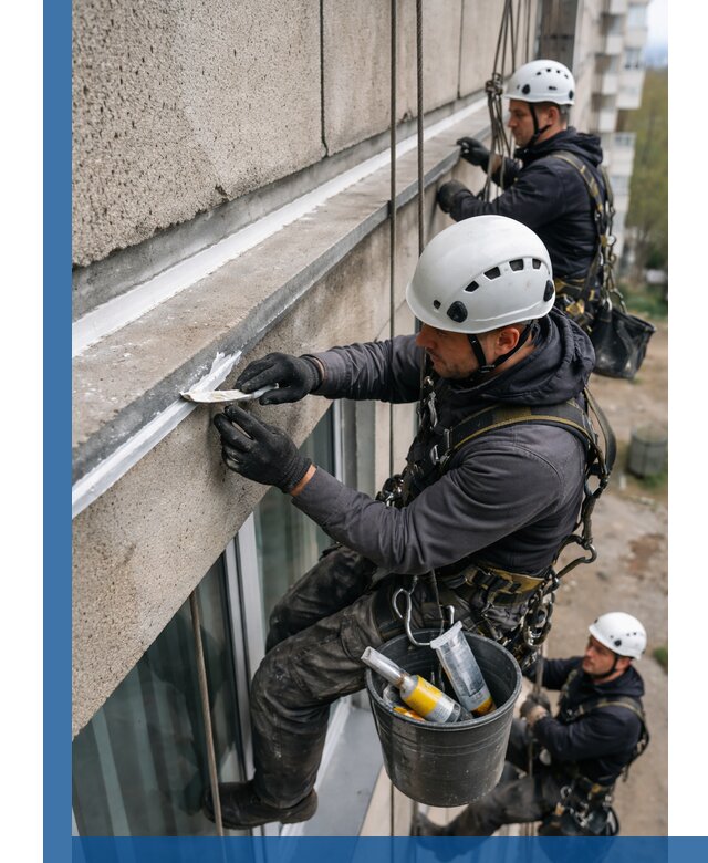 Герметизация примыкания балкона в Лысьве под ключ с гарантией