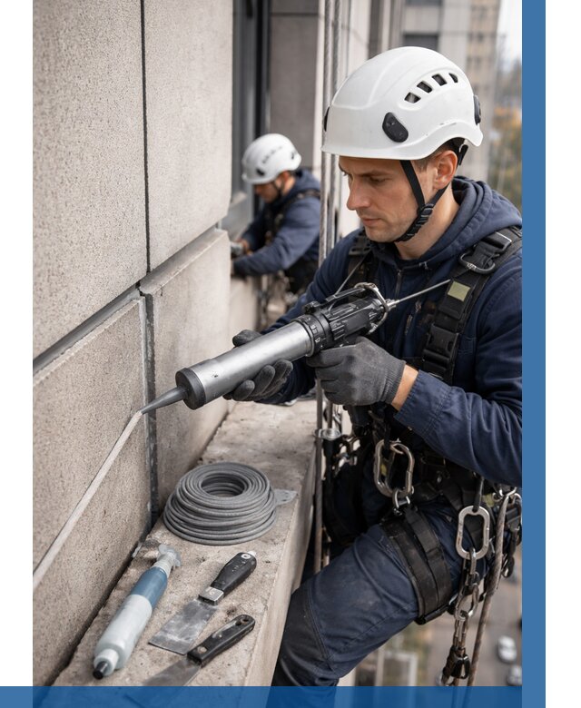 Герметизация деформационных швов фасада в Лысьве от 718 | ВЫСОТНИК-Лсь