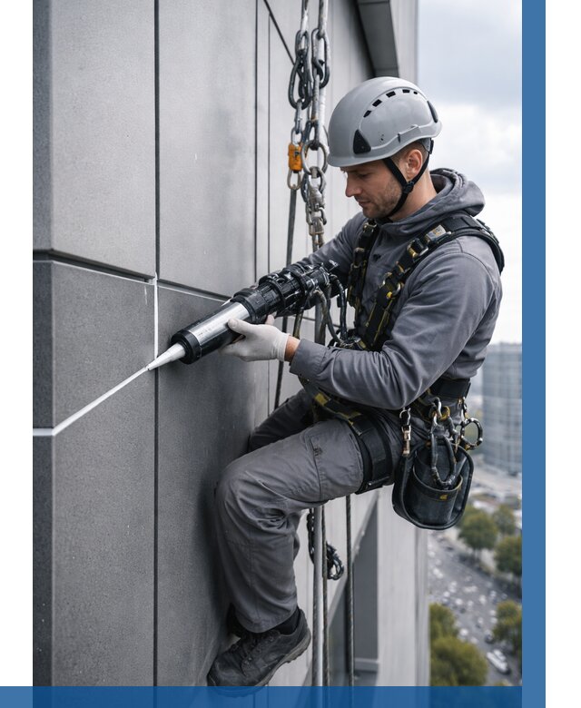 Герметизация стыков фасадных панелей в Лысьве от 6667 р.| ВЫСОТНИК-Лсь