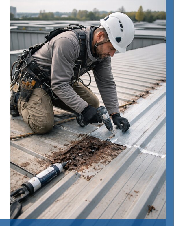 Ремонт профнастила на кровле в Лысьве от 718 р. | ВЫСОТНИК-Лсь