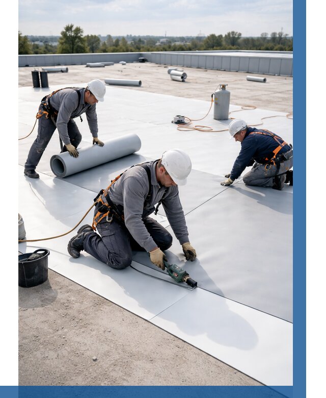 Монтаж мембранной кровли под ключ в Лысьве от 1231 р. | ВЫСОТНИК-Лсь