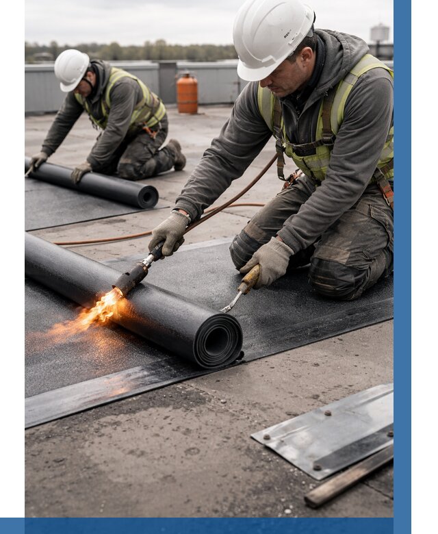 Монтаж наплавляемой кровли в Лысьве от 872 р. — ВЫСОТНИК-Лсь