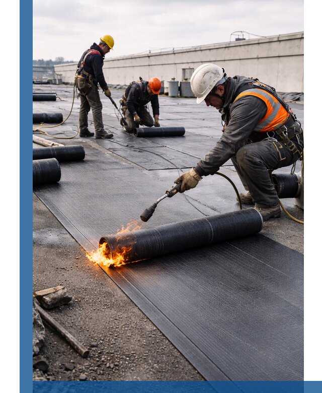 Монтаж наплавляемой кровли в Лысьве профессионально