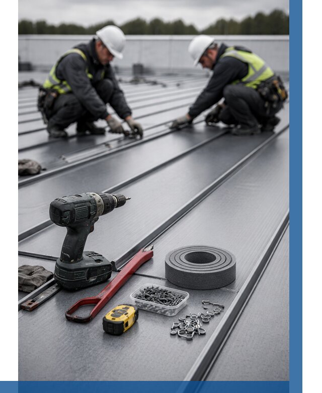 Монтаж фальцевой кровли в Лысьве от 1846 р. | ВЫСОТНИК-Лсь