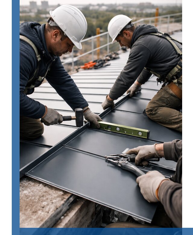 Монтаж фальцевой кровли в Лысьве для промышленных зданий