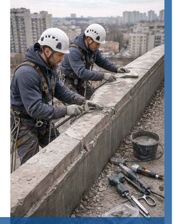 Ремонт парапета на кровле в Лысьве от 1539 р. | ВЫСОТНИК-Лсь