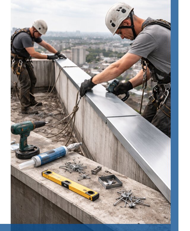 Монтаж парапетных крышек в Лысьве от 821 р. | ВЫСОТНИК-Лсь