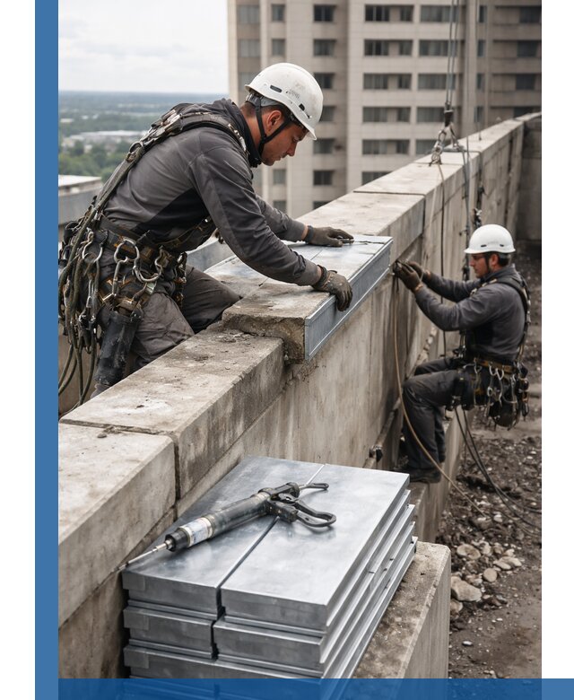 Замена парапетных крышек и установка новых в Лысьве