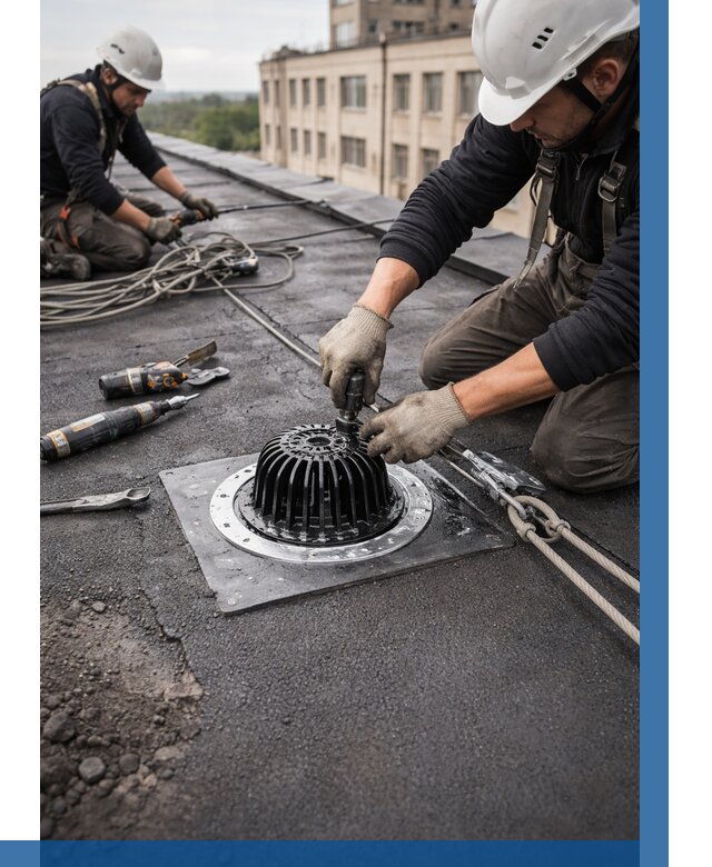 Установка водосточных воронок в Лысьве цена от 3590 р. | ВЫСОТНИК-Лсь