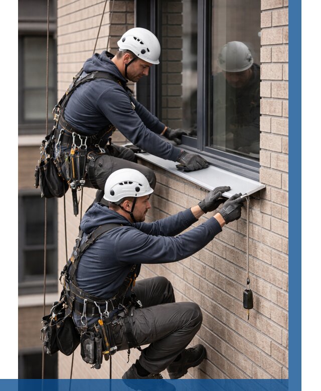 Монтаж оконных отливов под ключ в Лысьве от 3590 р. | ВЫСОТНИК-Лсь