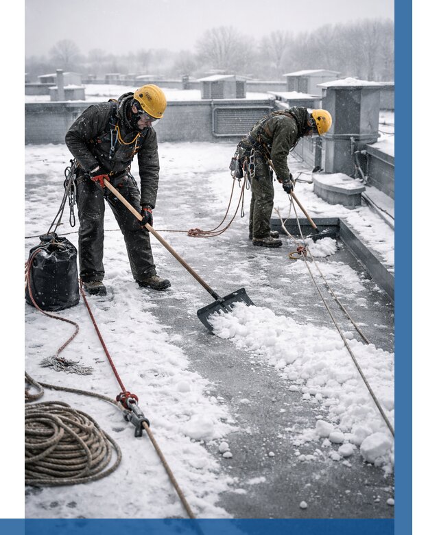 Очистка крыши от снега в Лысьве от 7693 р. | ВЫСОТНИК-Лсь