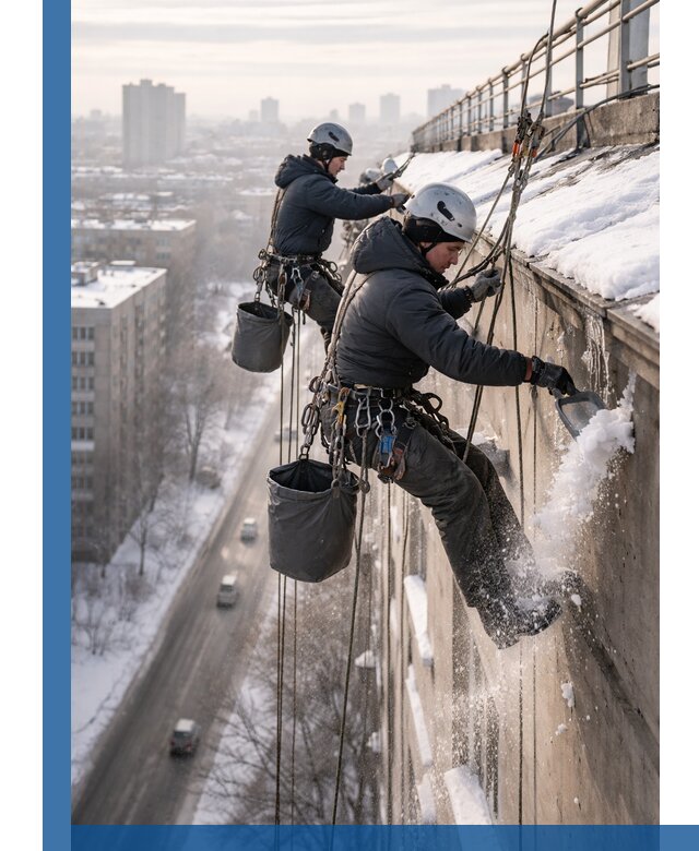 Очистка карнизов от снега в Лысьве профессионально и безопасно