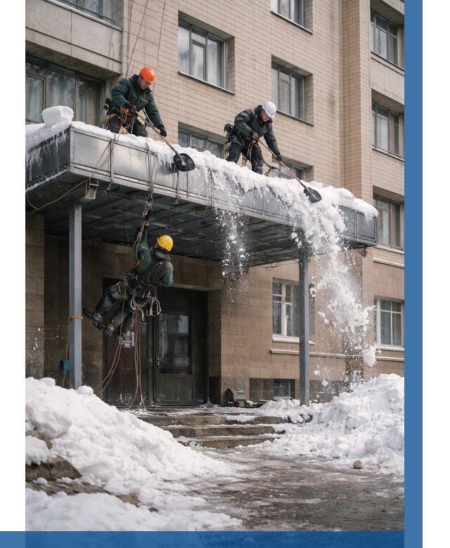 Очистка козырьков от снега в Лысьве от 3590 р. | ВЫСОТНИК-Лсь