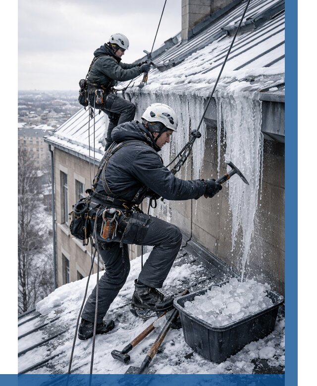 Удаление наледи с кровли в Лысьве от 5641 р. | ВЫСОТНИК-Лсь