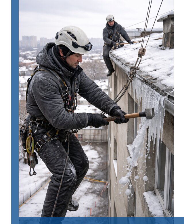 Сбивание и удаление сосулек с крыши в Лысьве безопасно