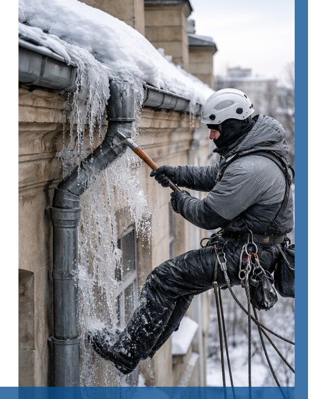 Очистка водостоков от льда в Лысьве от 3590 р. | ВЫСОТНИК-Лсь