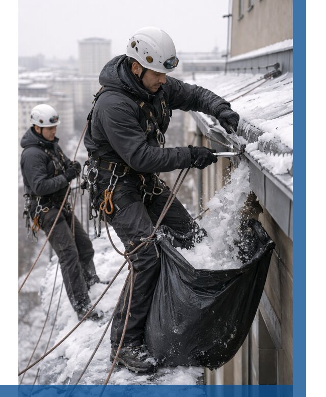 Аварийная очистка крыши в Лысьве под ключ от 308 р. | ВЫСОТНИК-Лсь