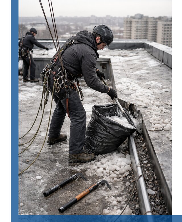 Аварийная очистка кровли в Лысьве от промальпинистов