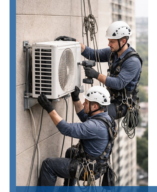 Монтаж внешнего блока кондиционера в Лысьве установка и крепление