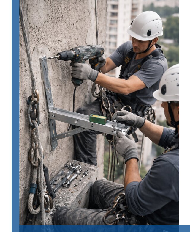 Установка кронштейнов кондиционера и крепежа в Лысьве