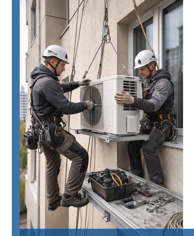 Перенос внешнего блока кондиционера в Лысьве с монтажом и крепежом